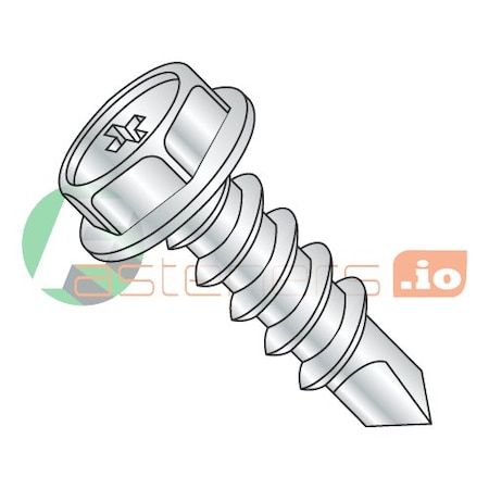 Newport Fasteners Self-Drilling Screw, #6 x 1 in, Zinc Plated Steel Flange Hex Head External Hex Drive, 10000 PK 235949